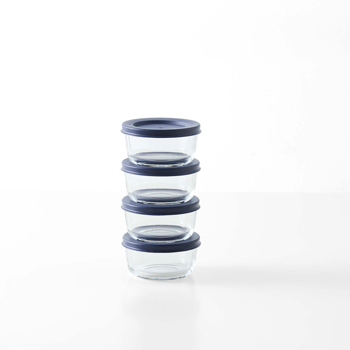 8 Piece Set (1 Cup / 8Oz) Round Glass Storage Containers With Lids, Blue-1