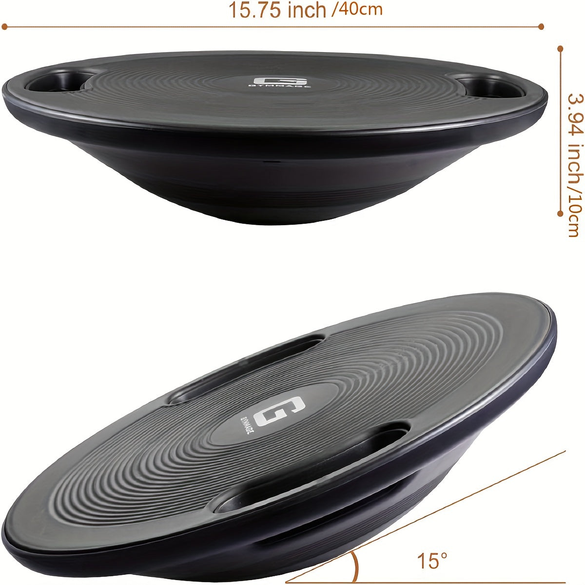 Black non-slip exercise balance board made of durable TPE for core strength training. — view 2