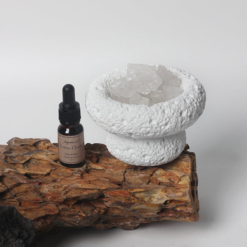 White moon elegant home fragrance diffuser with floral ocean oil set in minimalist setting — view 4