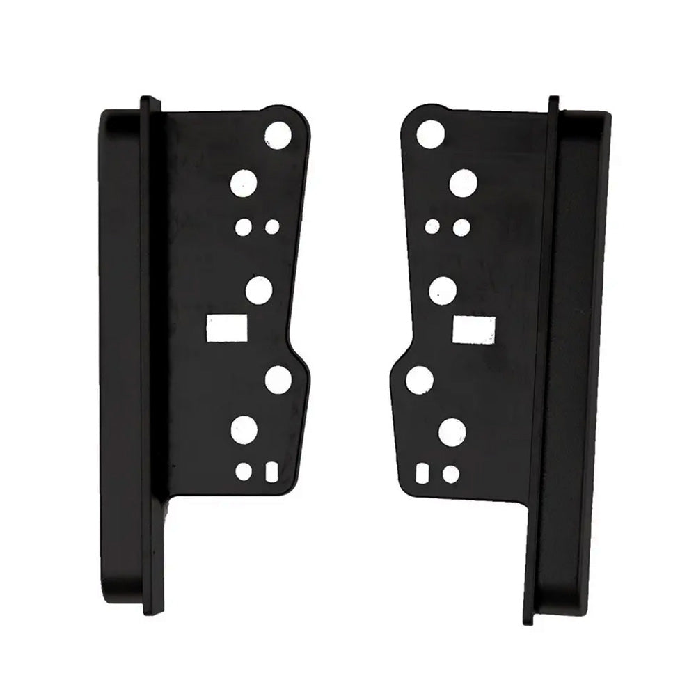 Black ABS plastic 2DIN car stereo mounting bracket side trims for double fascia dashboard installation — view 2
