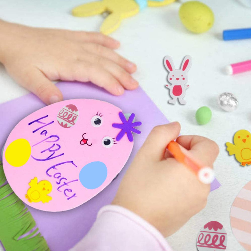 191-piece Easter craft kit with colorful foam stickers, paper bunnies, chicks, and egg decorations — view 3