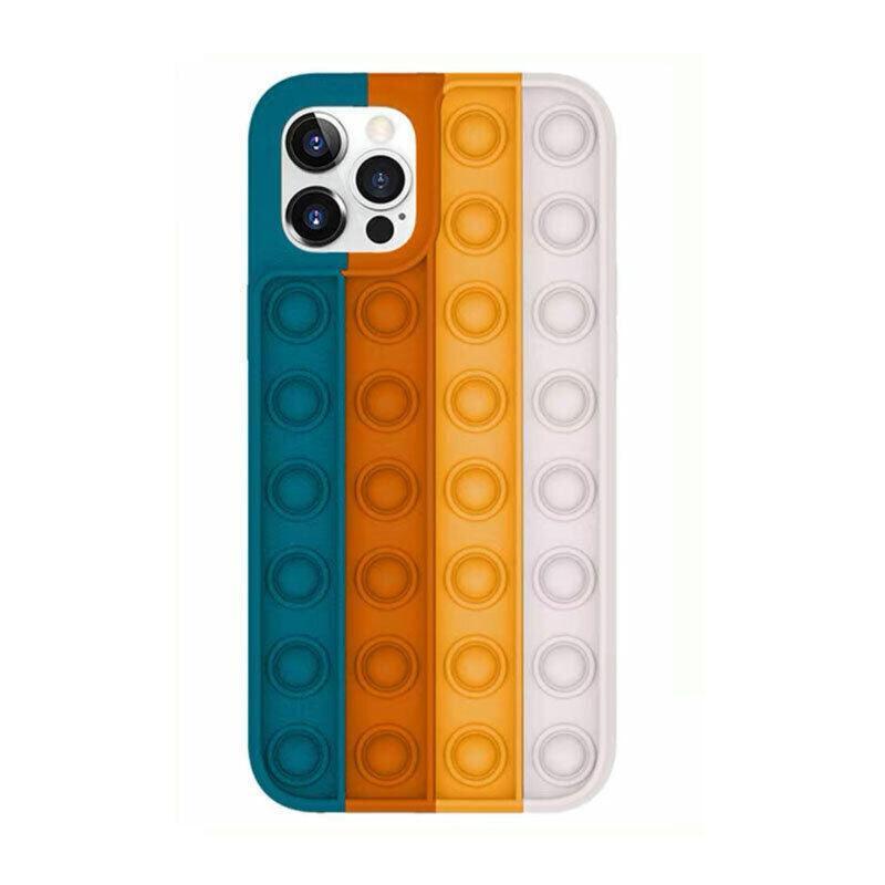 Blue-white pop fidget phone case in soft silicone protecting a modern smartphone device — view 2