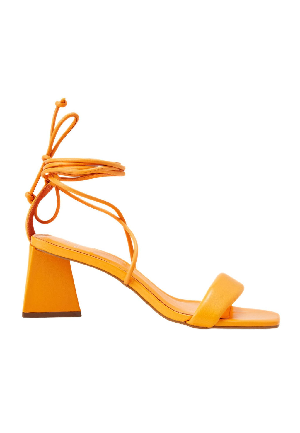 Orange calf leather strappy sandals with a 6.5cm block heel and elegant multi-strap design