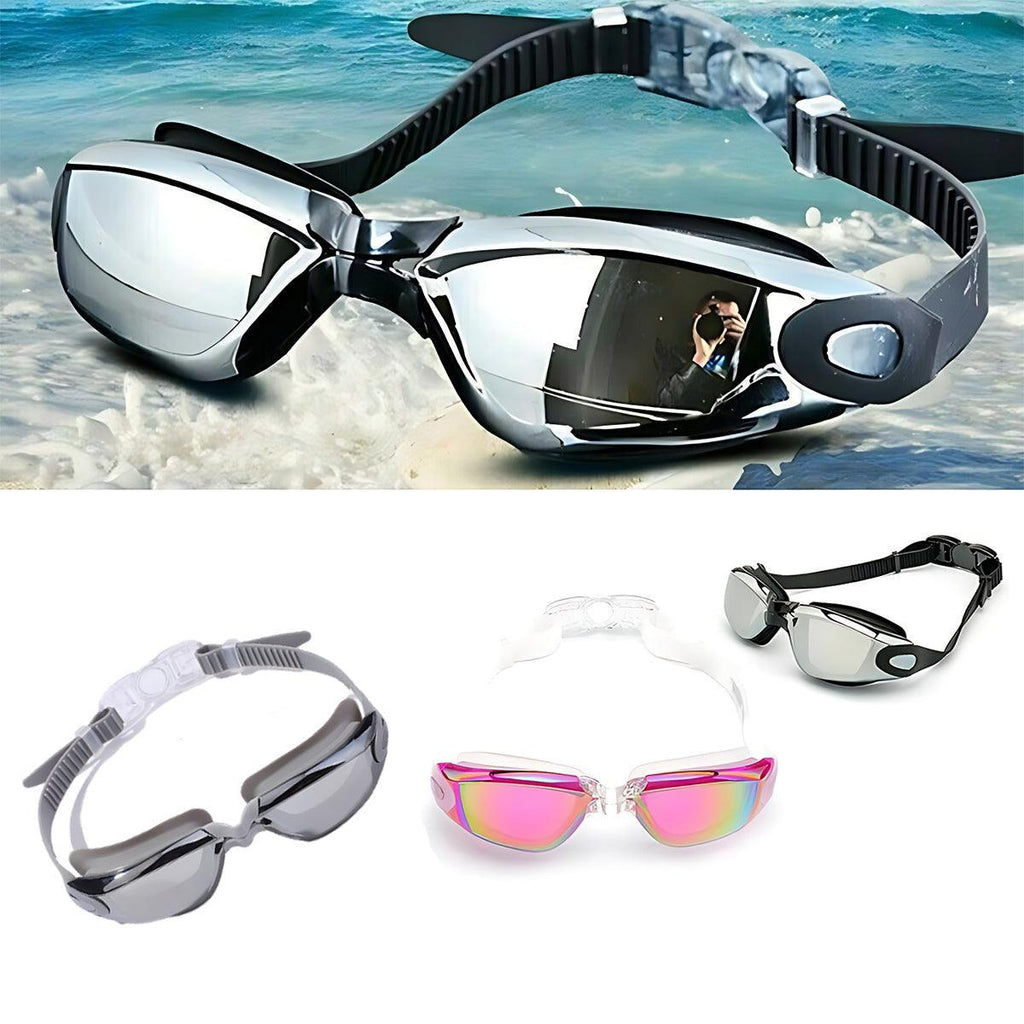 Unisex swimming goggles with black silicone strap and anti fog polycarbonate lenses for clear vision — view 3