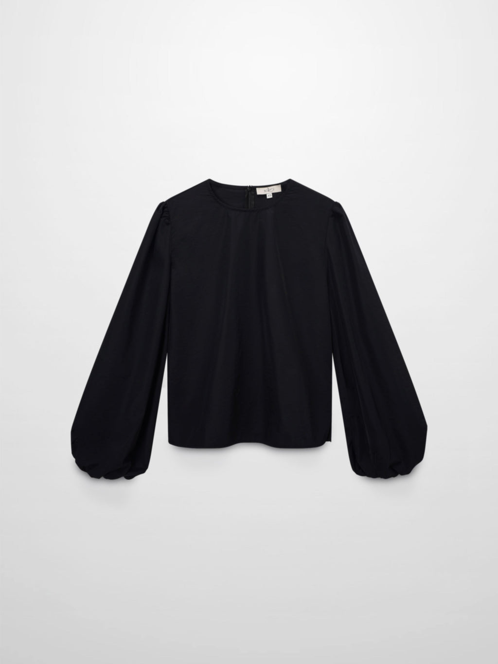 Bubble Sleeve Taffeta Top-Black-0