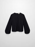 Bubble Sleeve Taffeta Top-Black-0