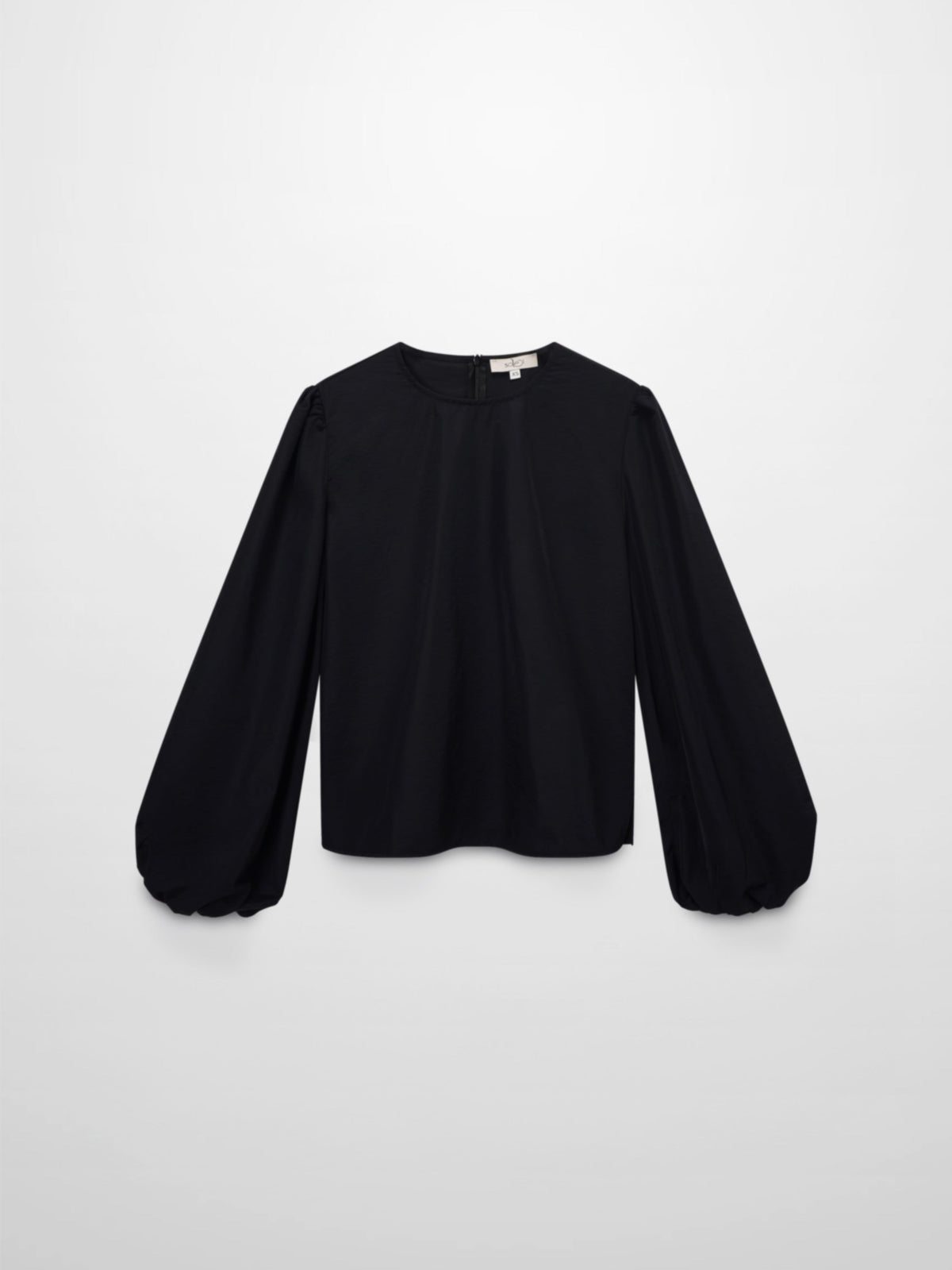 Bubble Sleeve Taffeta Top-Black-0