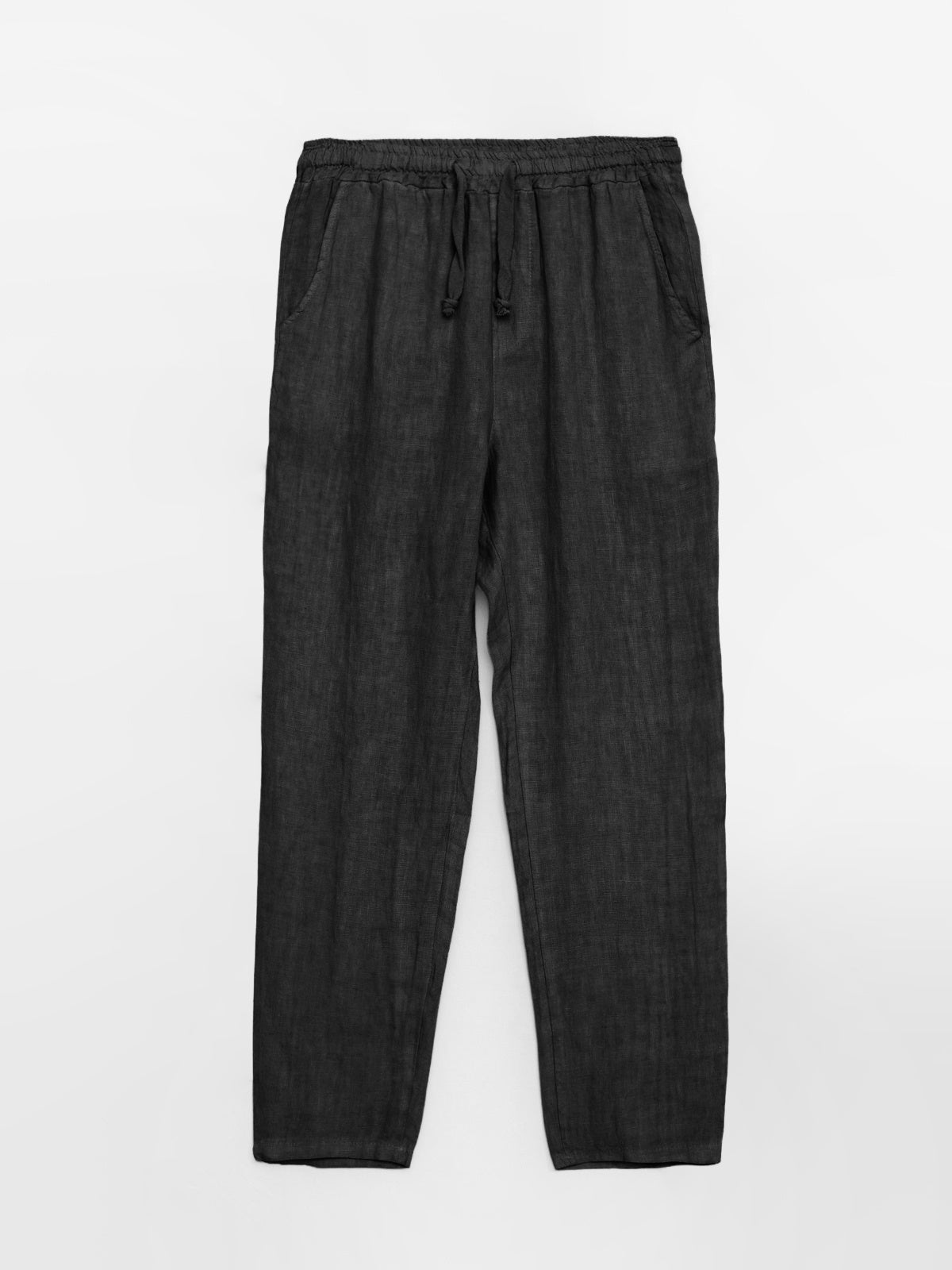 Men's classic black trousers made from pure Italian linen, capsule collection premium design. — view 4