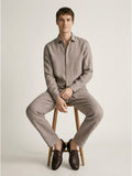 Men's gray 100 percent pure linen tailored trousers from the luxury Italian capsule collection