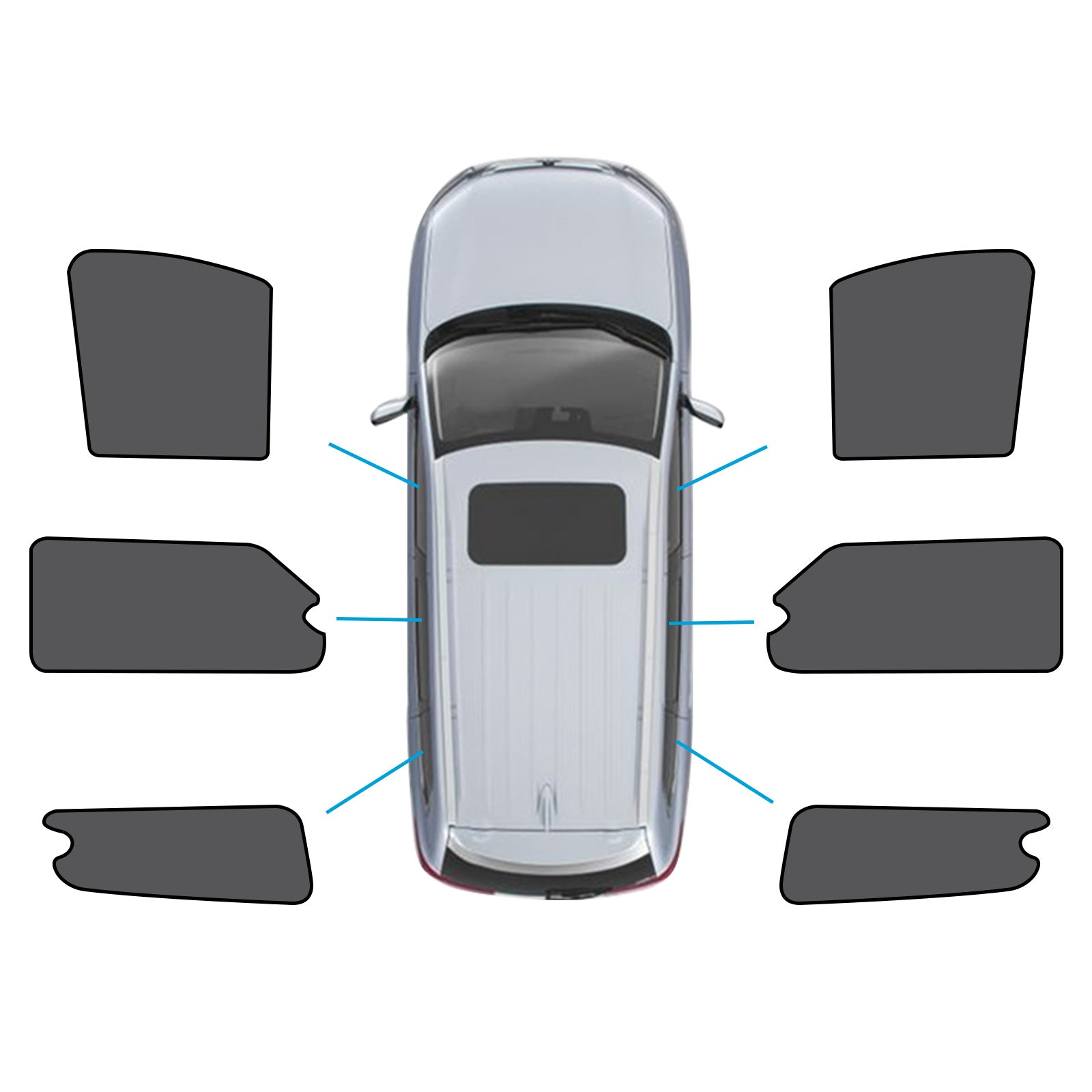 Six piece black magnetic car window shades for LDV G10 front rear and triangular windows