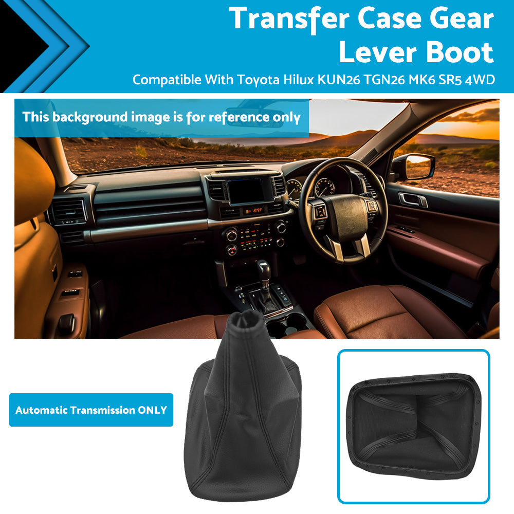 Black PU transfer case gear lever boot replacement part for Toyota Hilux automatic transmission interior