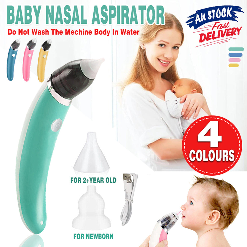 Electric baby nasal aspirator with soft silicone nozzle and USB charging cable for infant care