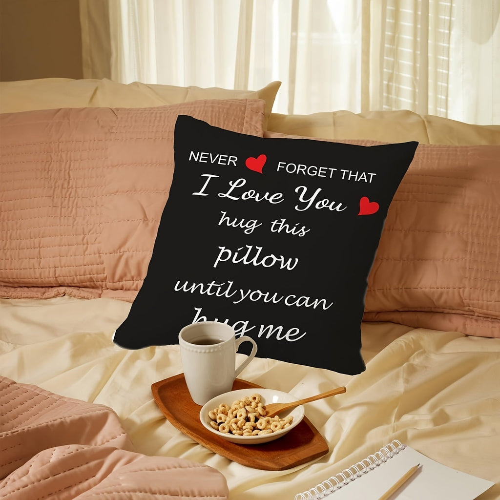 I Love You hug throw pillow cover, soft plush polyester romantic cushion for home decor — view 2