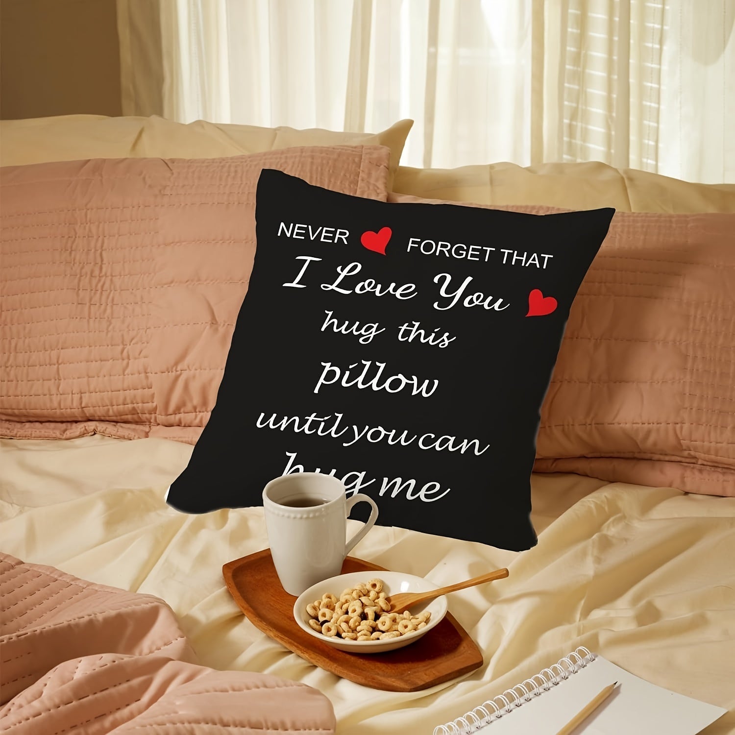 I Love You hug throw pillow cover, soft plush polyester romantic cushion for home decor — view 2