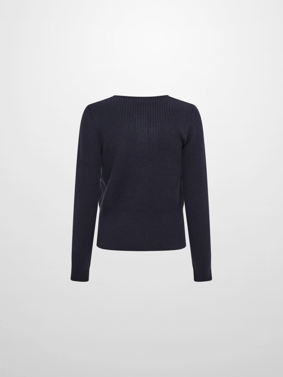 Boxy Crew Neck Button Down Cardigan - Navy-1