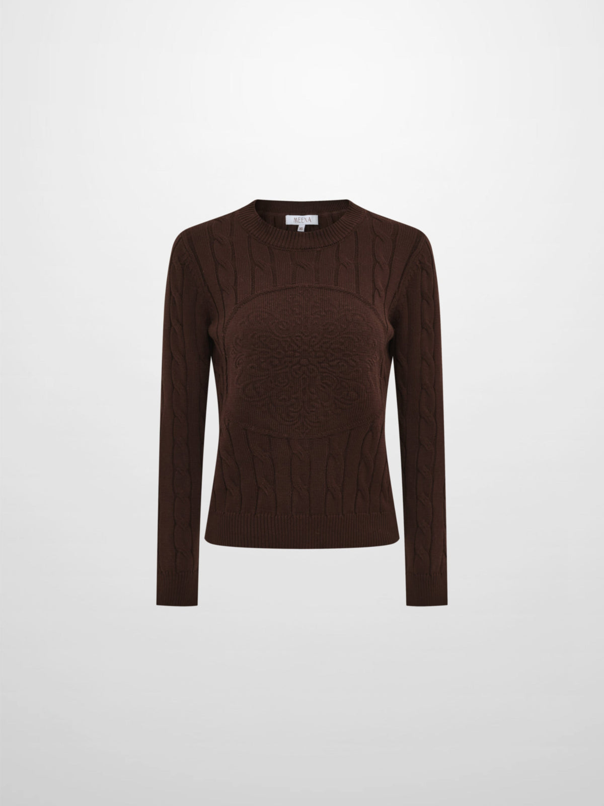 Embossed Cable Sweater - Brown-1