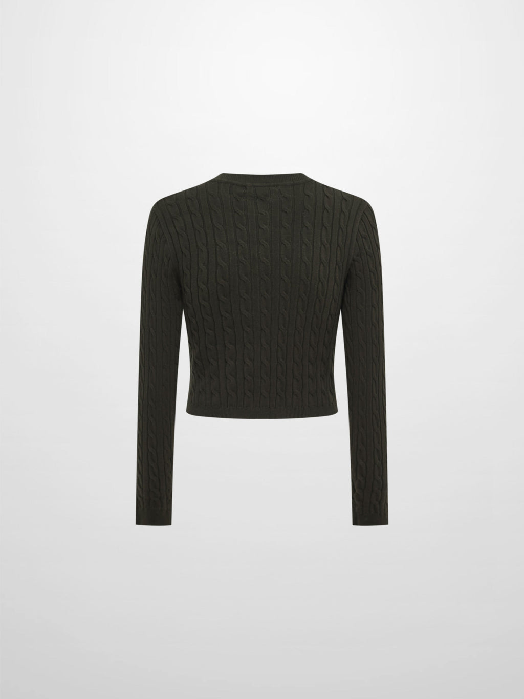 Gold Button Cable Cardigan - Green-2