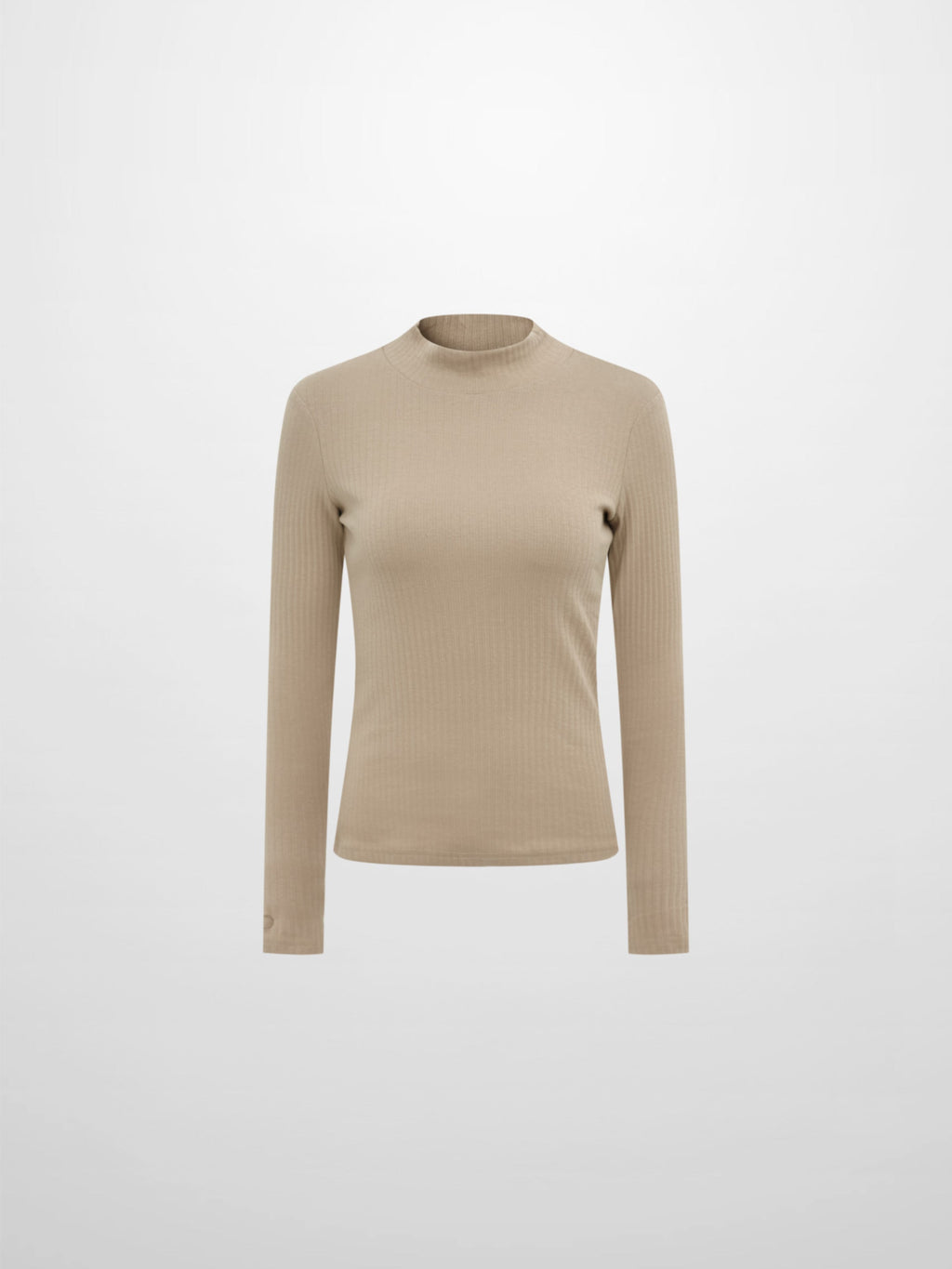 Ribbed Mock Neck Turtleneck - Warm Taupe-0