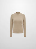Ribbed Mock Neck Turtleneck - Warm Taupe-0