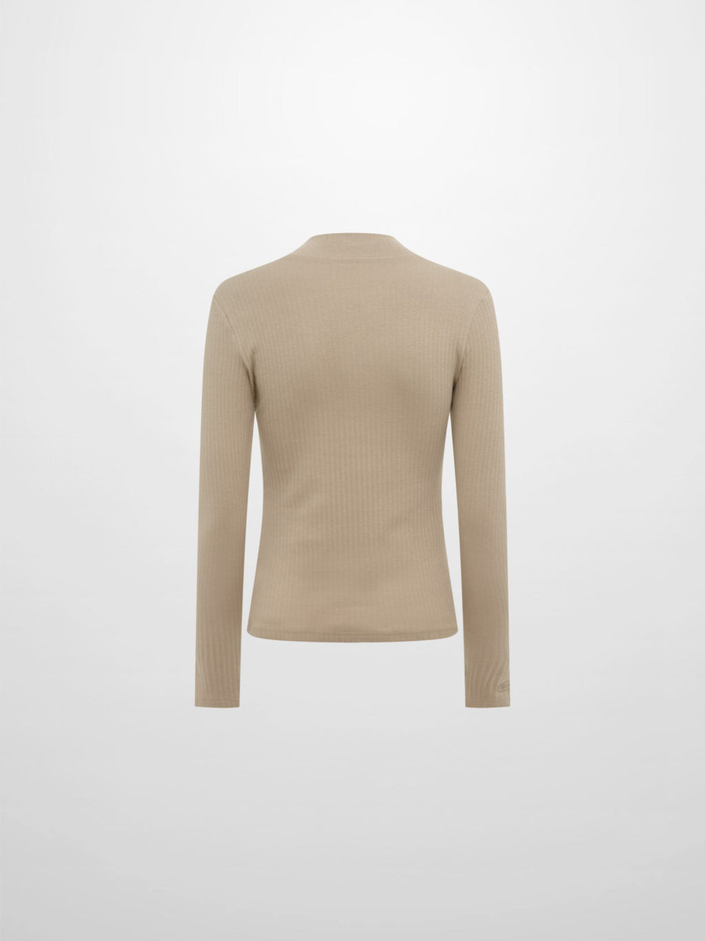 Ribbed Mock Neck Turtleneck - Warm Taupe-1