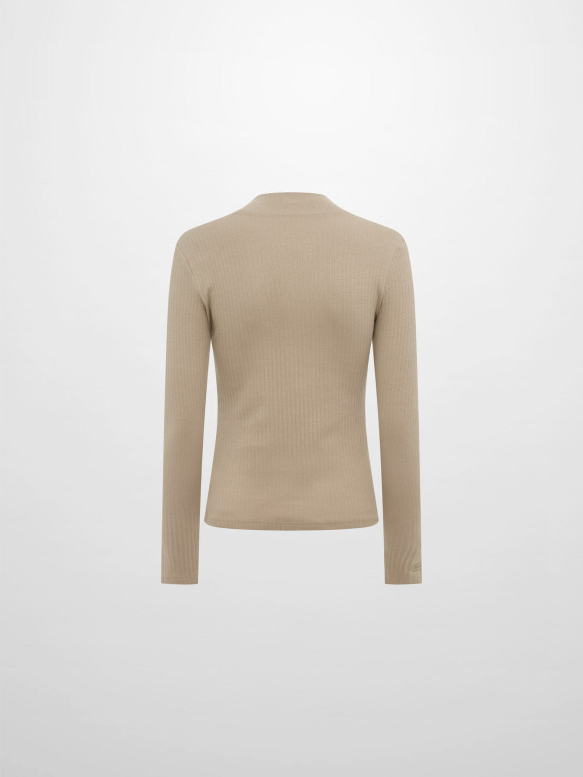 Ribbed Mock Neck Turtleneck - Warm Taupe-1