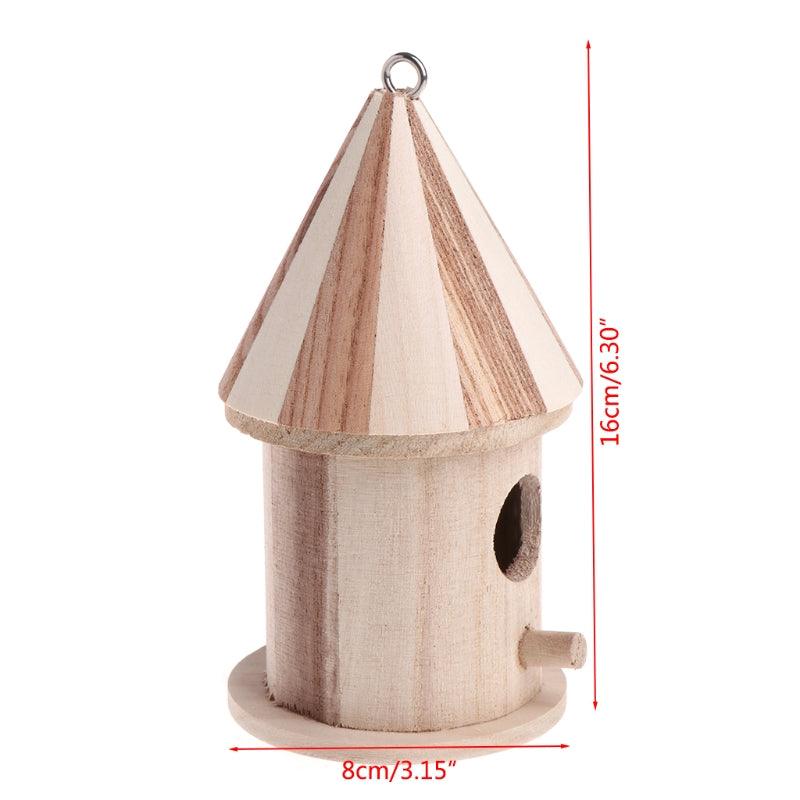 Hand-carved rustic pine bird nest garden ornament with polished surface and intricate round detailing — view 2