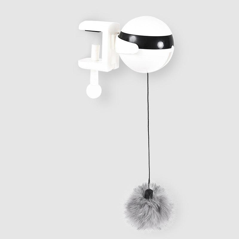 Interactive smart cat toy with automatic lifting motion, white plastic base and rabbit hair teaser attachment — view 5