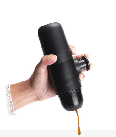 Black portable capsule espresso maker compact manual hand pump coffee brewer for travel and camping — view 2