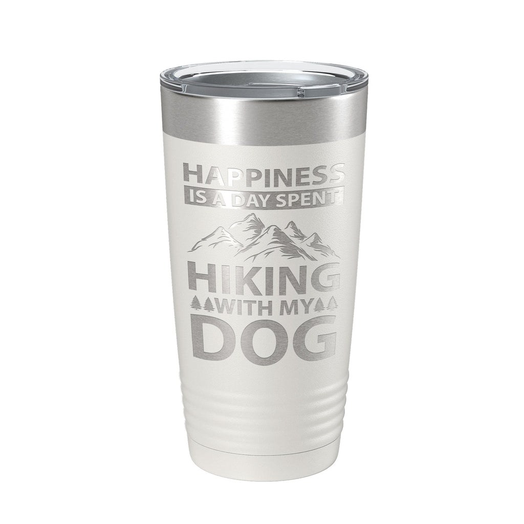 Dog lover 20oz stainless steel travel tumbler with laser engraved hiking quote and clear lid — view 2