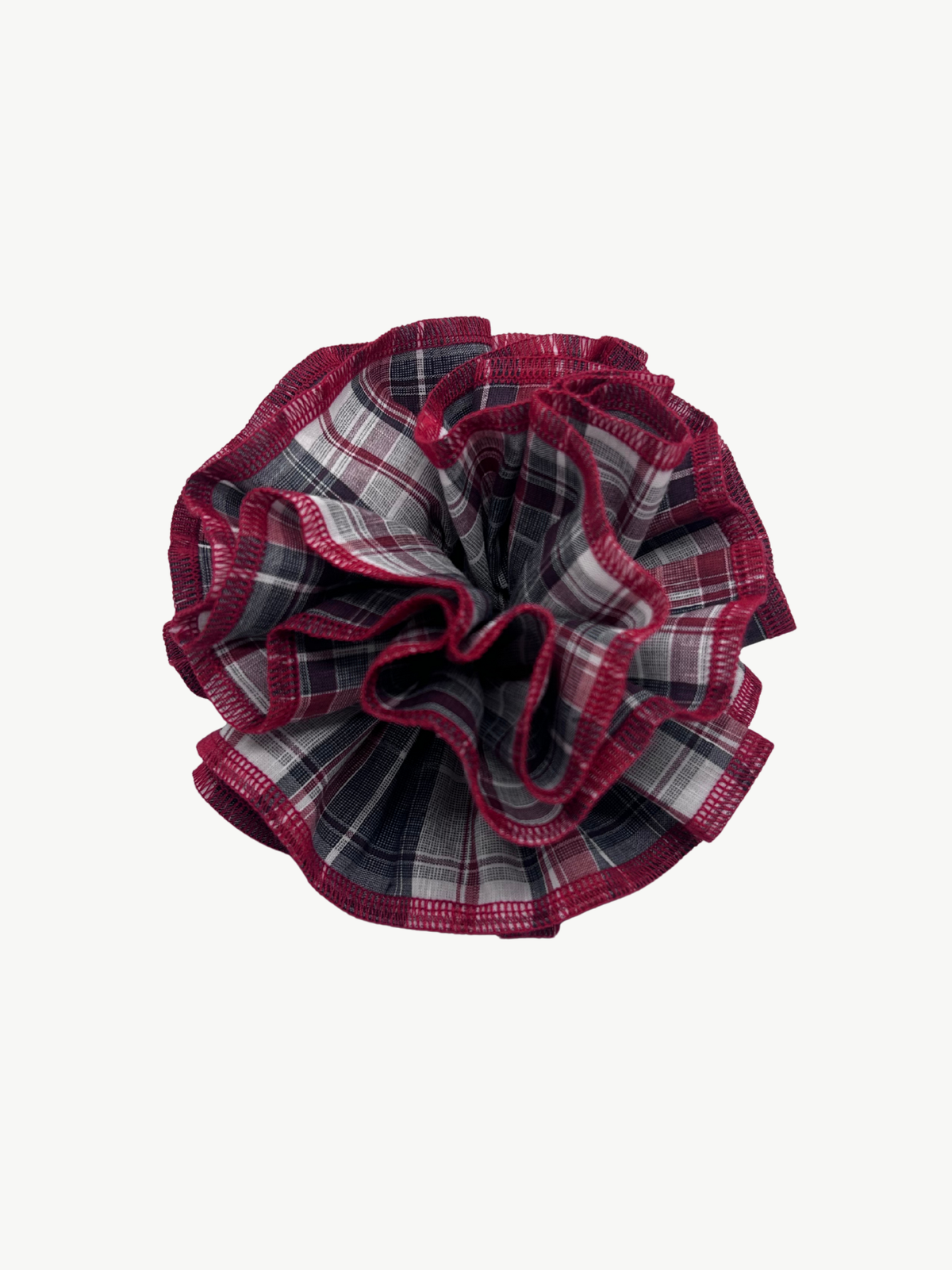 Organic Linen black & red check scrunchie - Azaria | No More Nobody-0