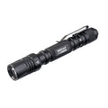 Black aluminum LED tactical penlight with a sturdy stainless steel pocket clip