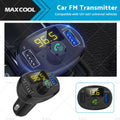 Bluetooth car FM transmitter and dual USB fast charger device with digital LED display screen