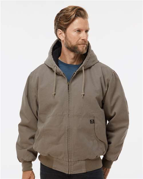 DRI DUCK Cheyenne men's hooded jacket in rugged quarry washed cotton canvas with quilted lining — view 5