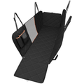 Black heavy duty waterproof pet car seat cover with mesh window installed in back seat