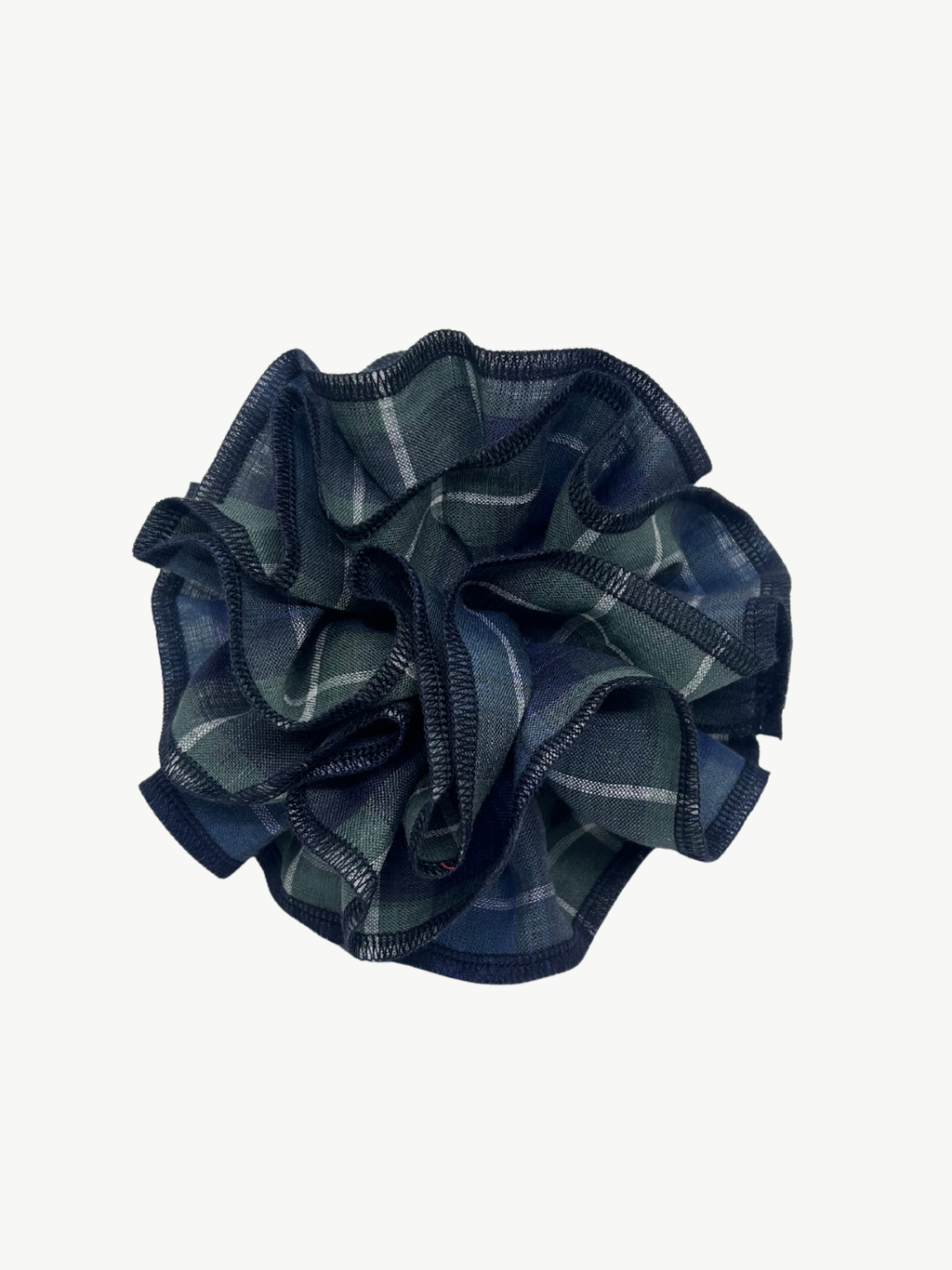 Organic Linen green check scrunchie – Azaria | No More Nobody-0