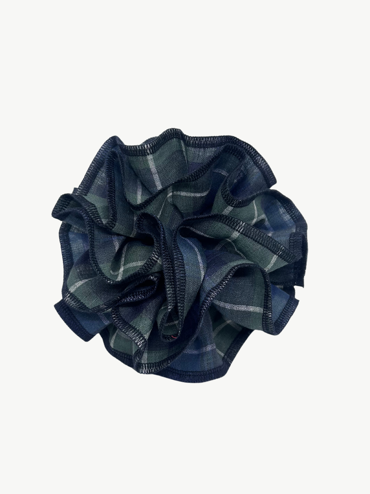Organic Linen green check scrunchie – Azaria | No More Nobody-0
