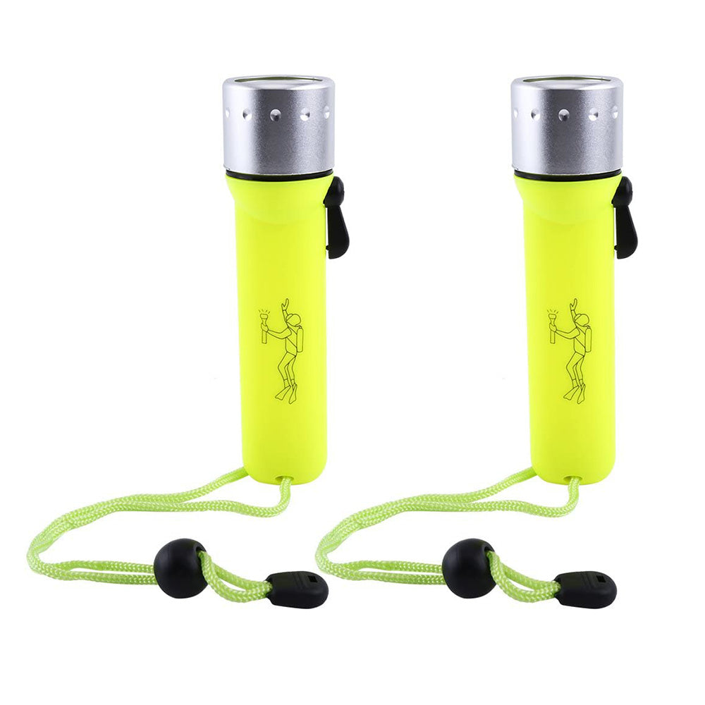 Waterproof scuba diving flashlight torch in durable aluminum alloy and impact resistant plastic — view 2