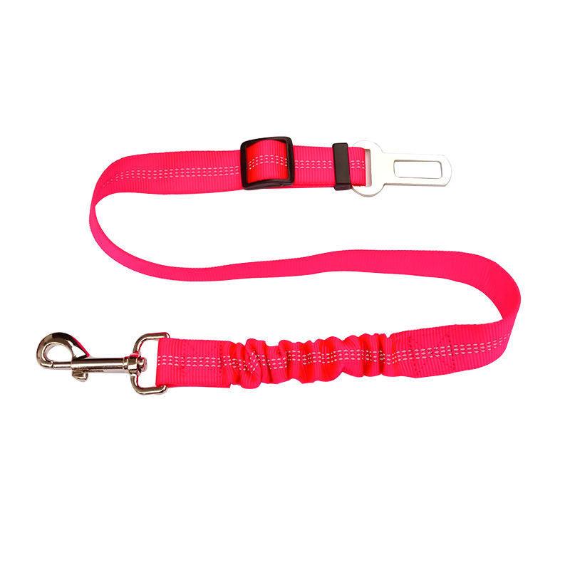 Reflective safety dog car seat belt with elastic bungee and heavy-duty metal universal vehicle clip — view 4