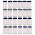 Clear 375ml round flint glass jars with black metal twist lids for kitchen food storage