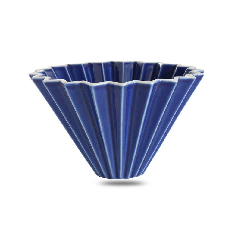 Ceramic origami dripper pour over coffee maker in premium Japanese porcelain with ribbed interior design — view 4