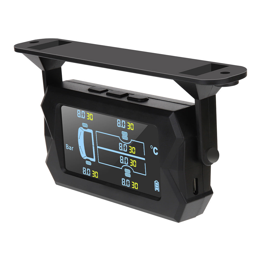 Black tyre pressure monitoring digital display with six waterproof copper valve sensors and accessories — view 4