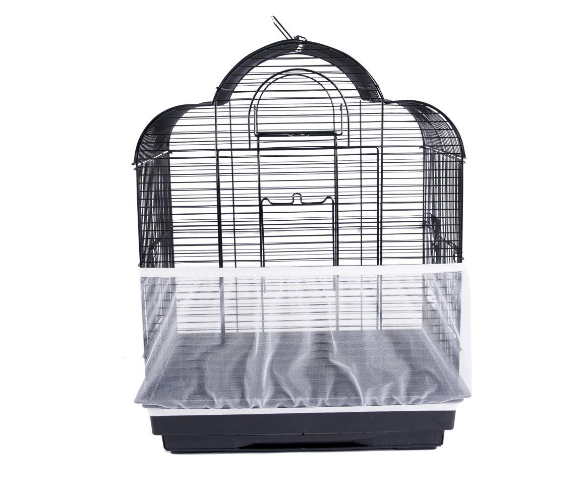 Dust-proof mesh bird cage cover with elastic edges shown on a round aviary — view 5