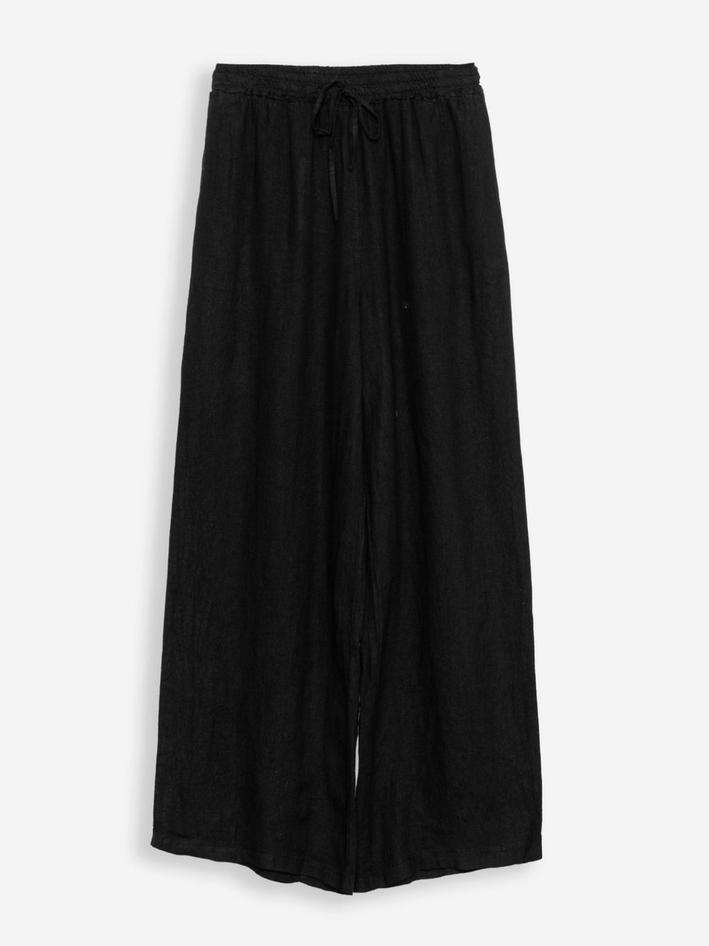 Women's black 100% pure linen trousers, expertly tailored premium Italian capsule collection pants — view 3