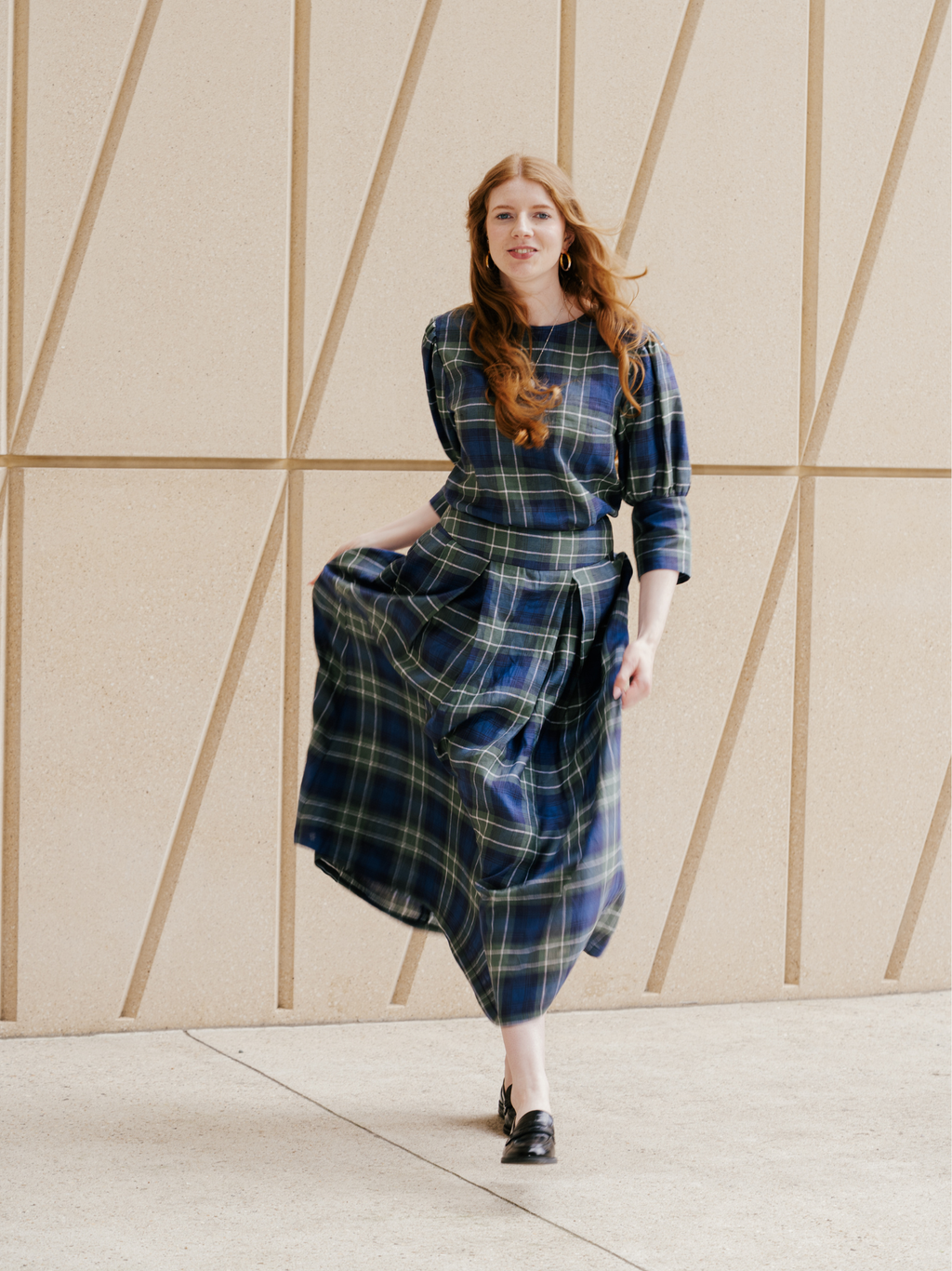 Green Check Irish Linen Blouse - Iwona | No More Nobody-1