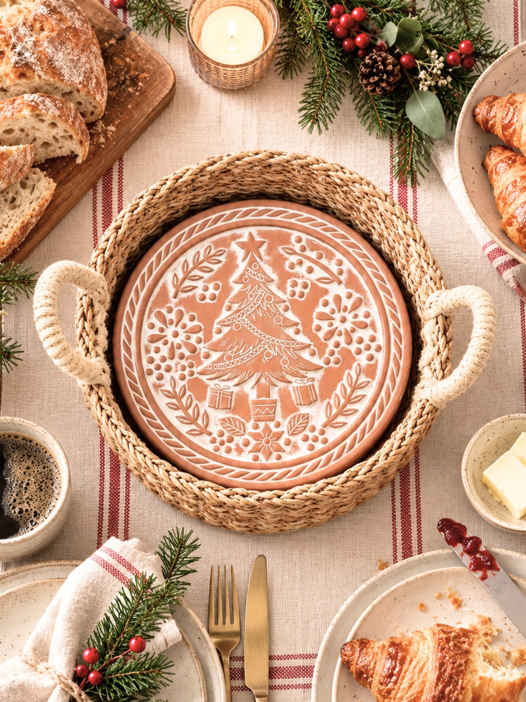 Bread Warmer & Basket - Christmas Round-4