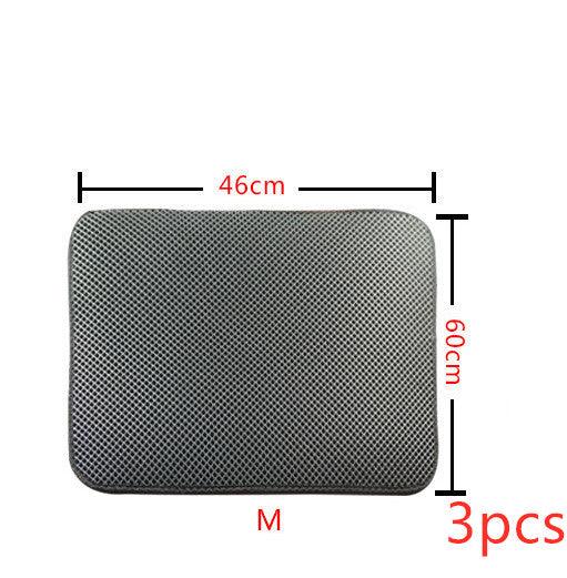 Black and grey double layer waterproof EVA cat litter trapping mat for clean floors — view 5