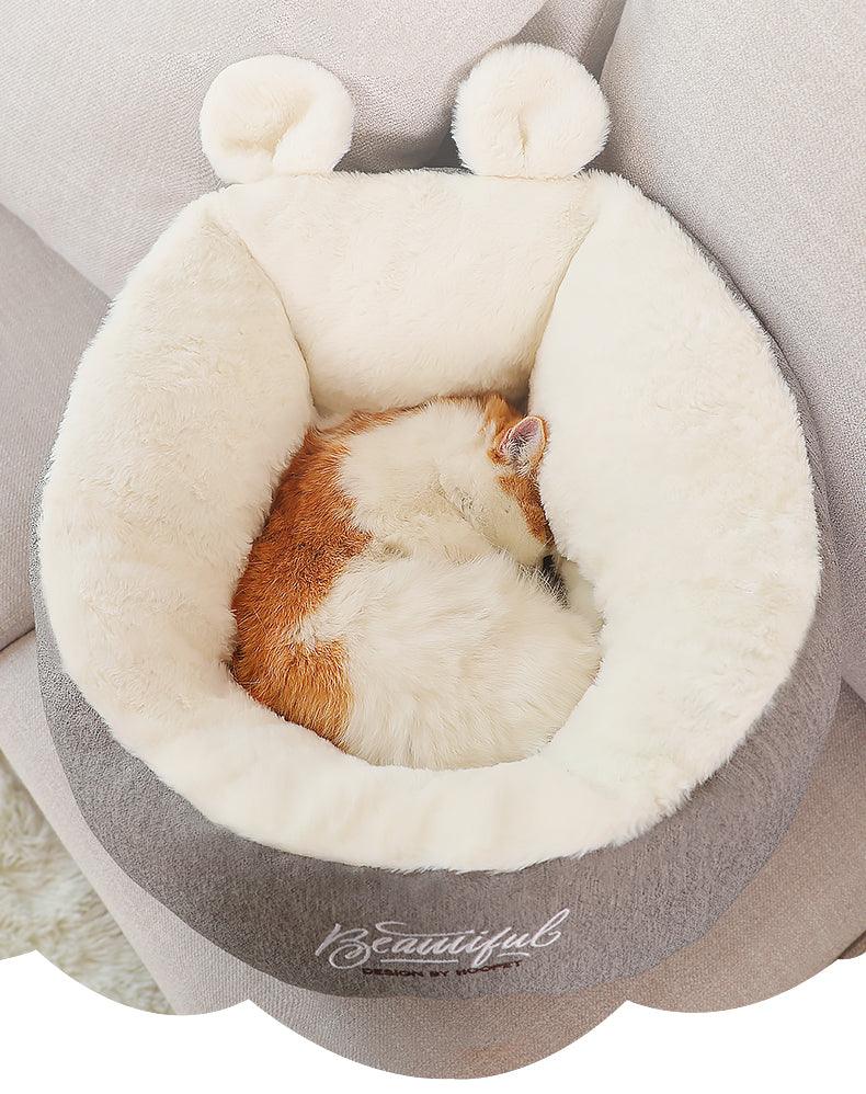 Cozy cotton small dog bed sleeping bag in a sleek neutral color with plush interior — view 3