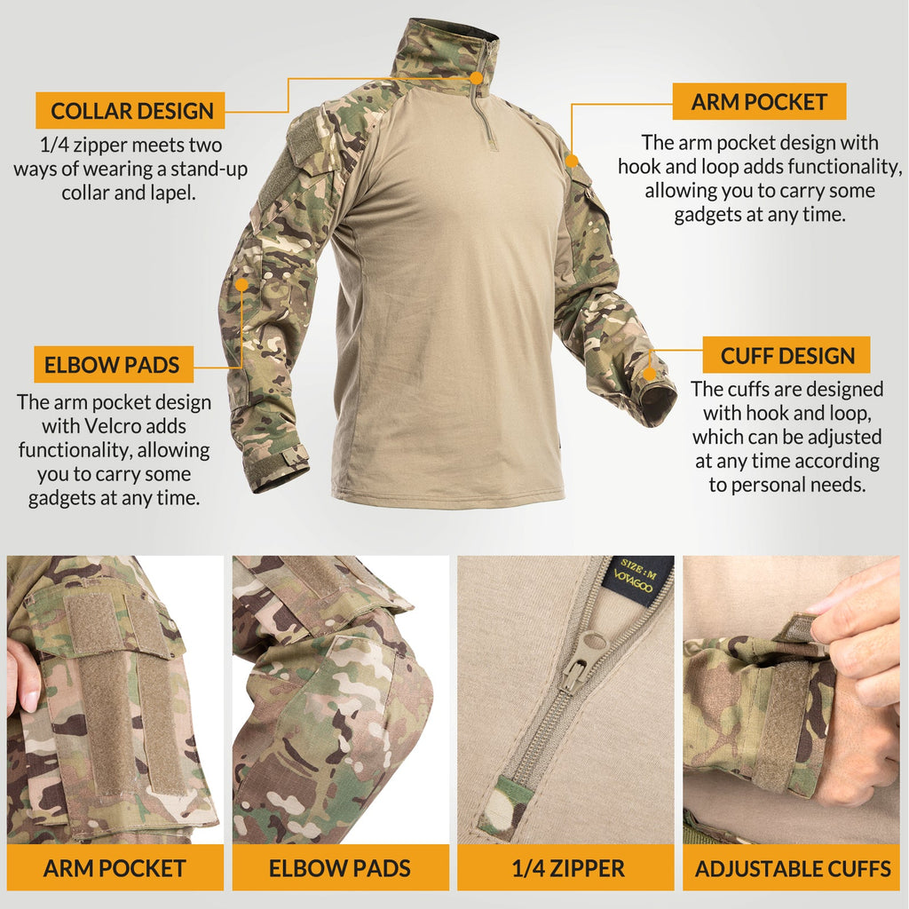 G3 tactical combat uniform set in multicam pattern featuring shirt, pants, and integrated protective pads — view 4