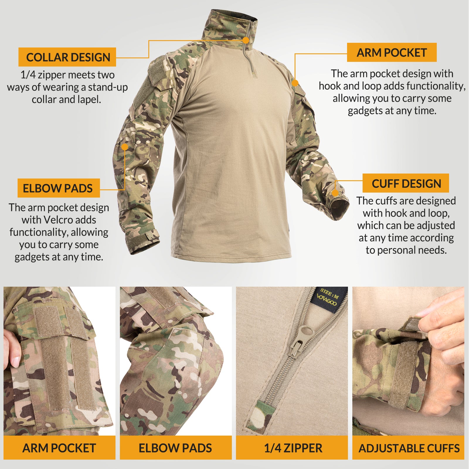 G3 tactical combat uniform set in multicam pattern featuring shirt, pants, and integrated protective pads — view 4