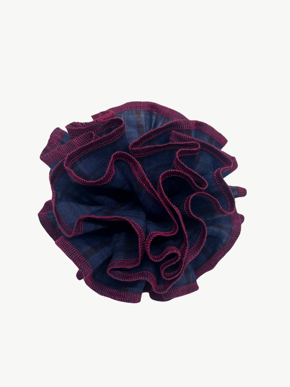Organic Linen navy check scrunchie - Azaria | No More Nobody-0